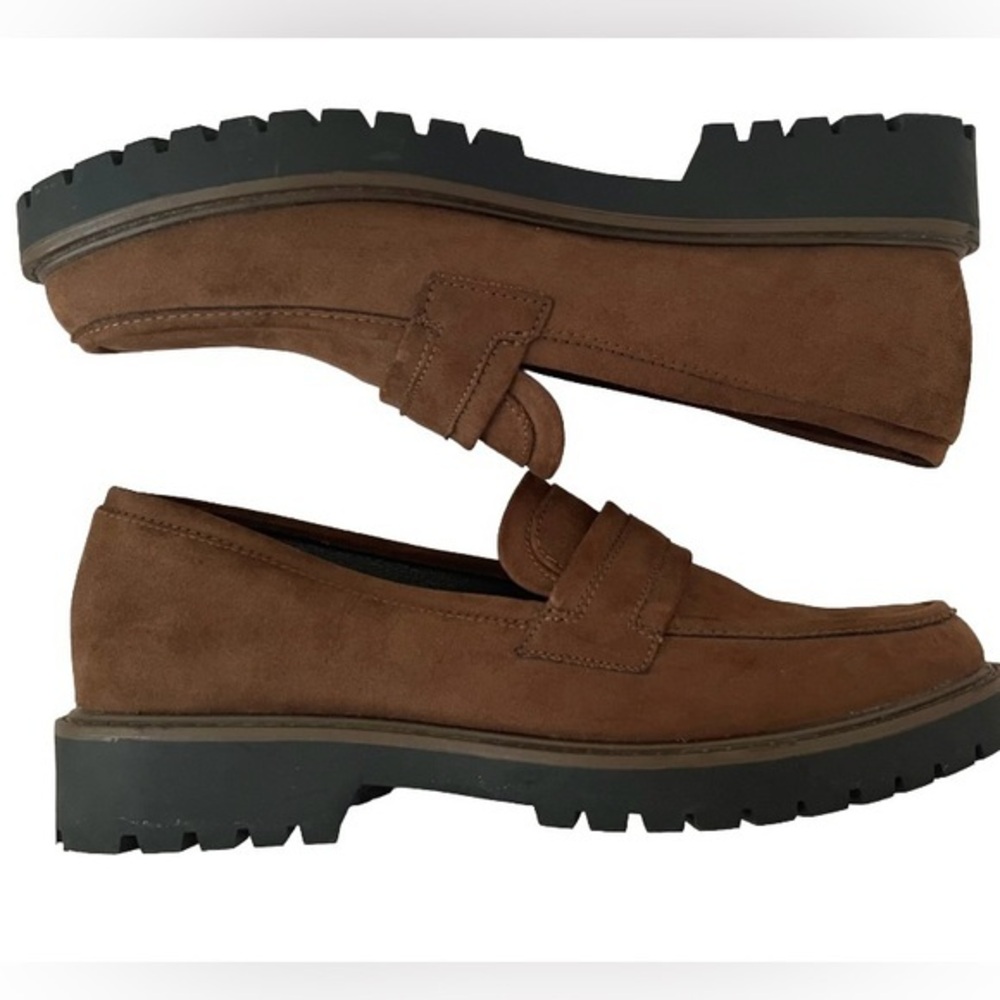 Brown Faux Suede Loafers